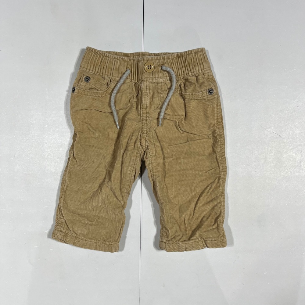 Baby Gap Tan Corduroy Lined Pants 3-6 Months Khaki Drawstring Elastic Waist